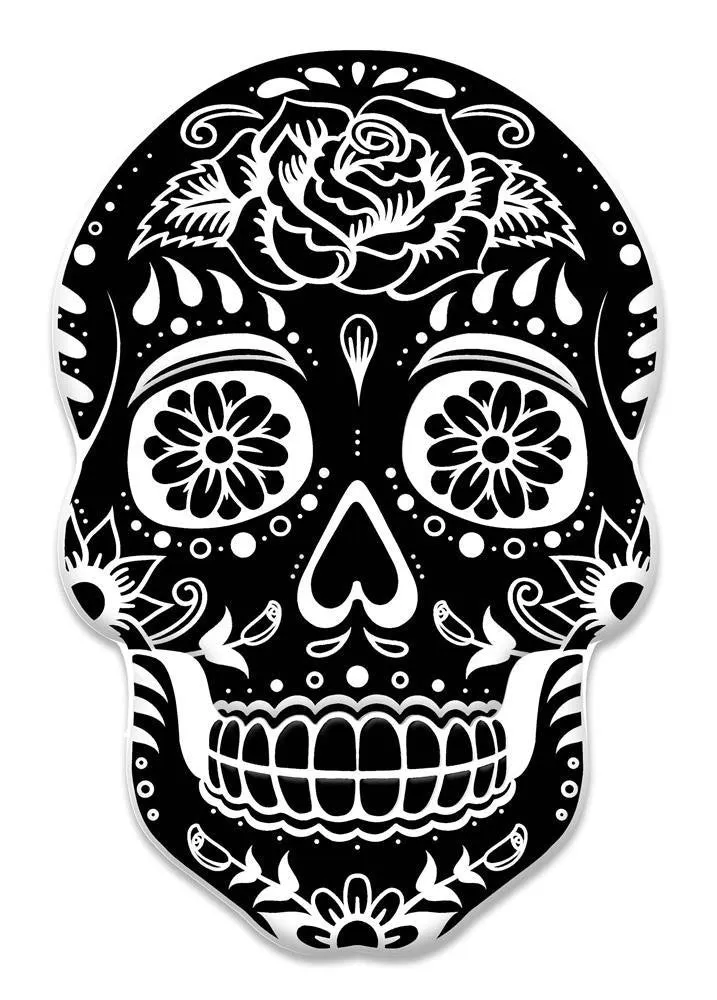 10" Metal Sugar Skull: Black/White