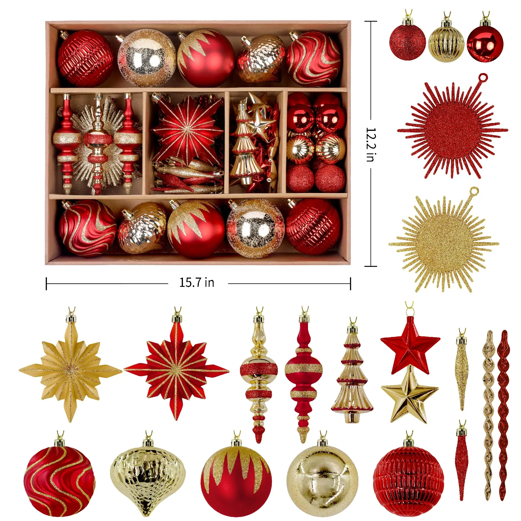 80ct red and gold christmas ball ornaments.