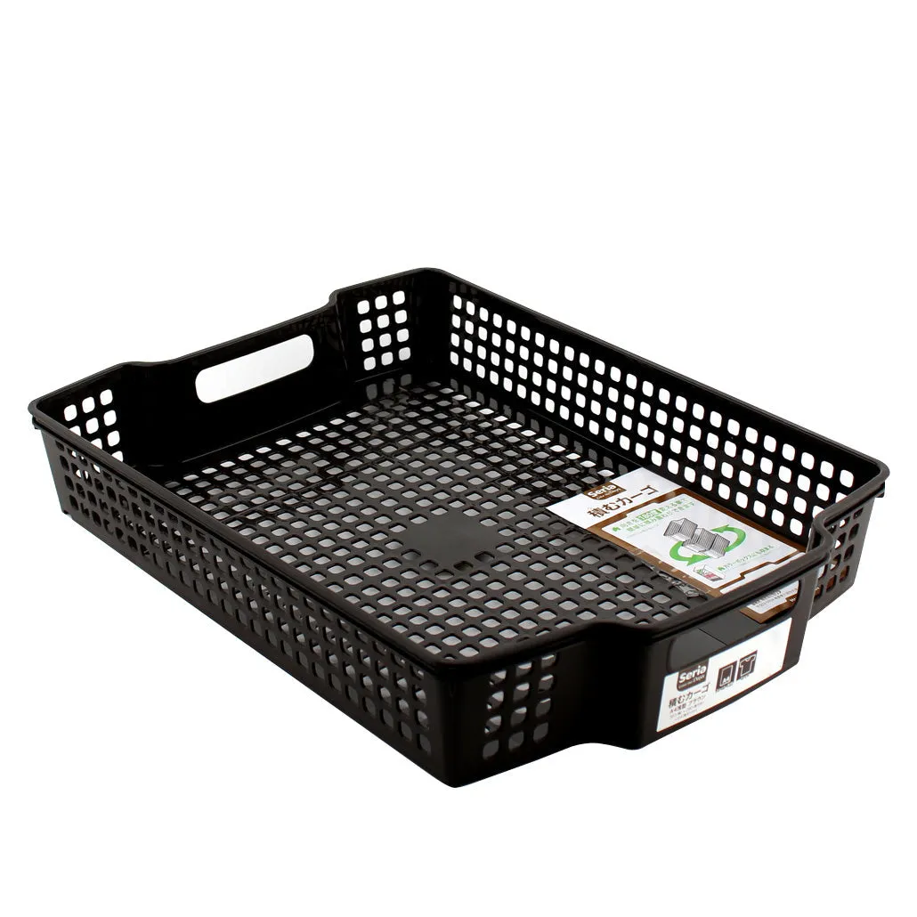 A4 Shallow Stackable Mesh Basket (Black)