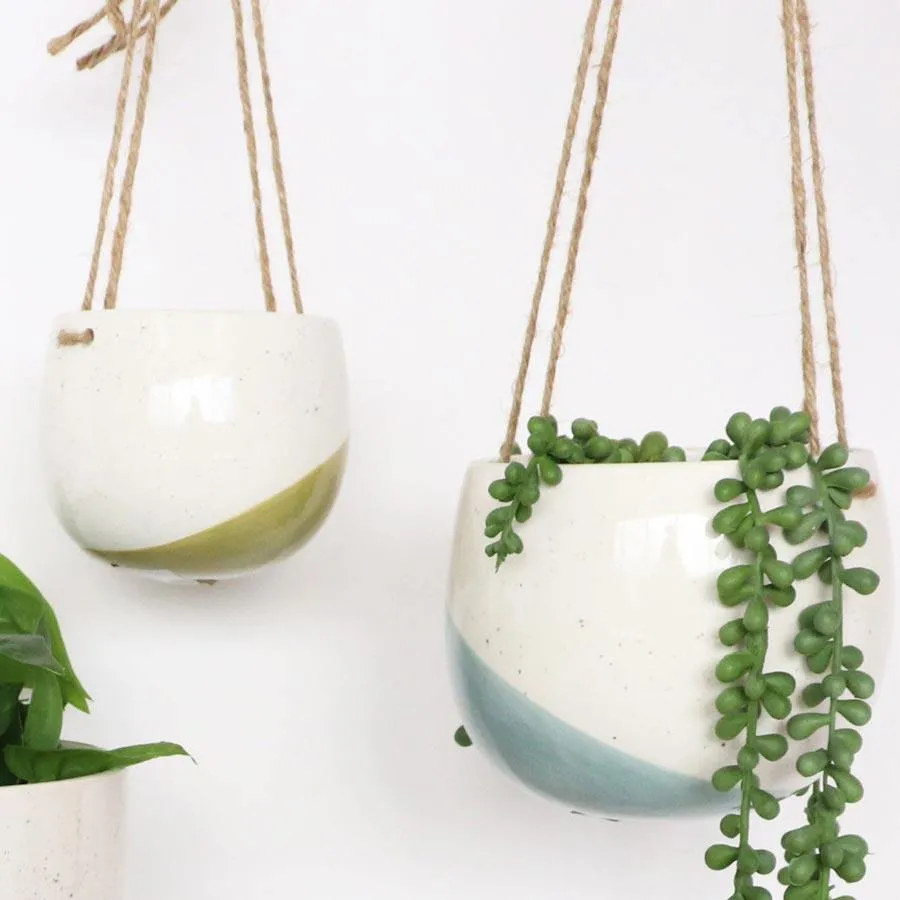 Avery Hanging Planter - Small Green