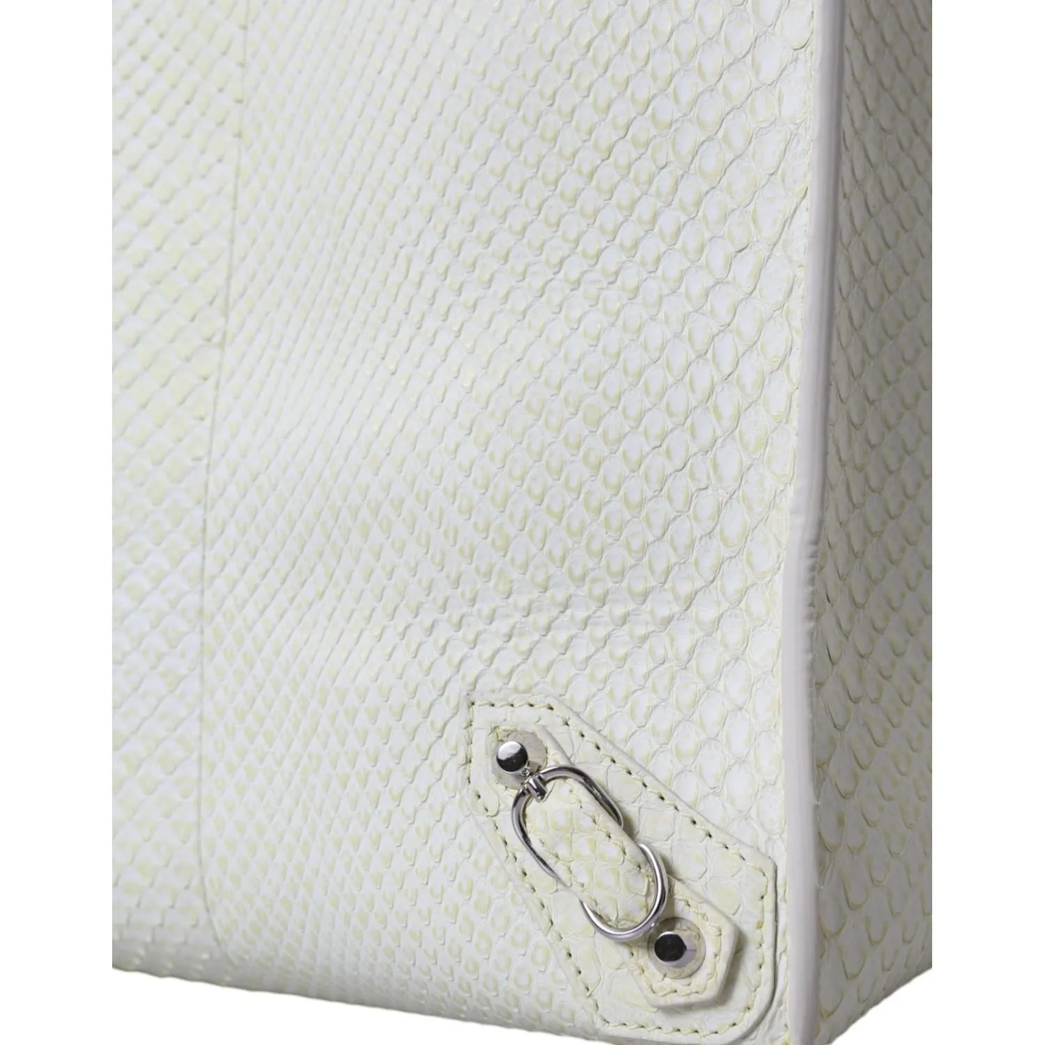 Balenciaga Chic Python Leather Tote in White & Yellow