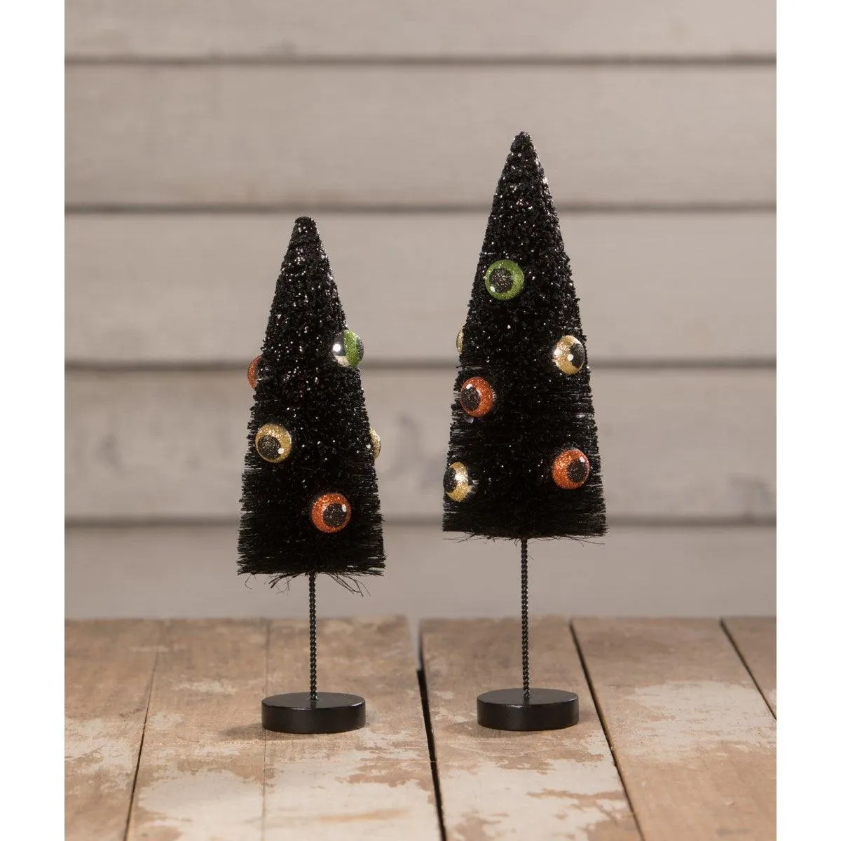 Bethany Lowe Eerie Eyeball Bottle Brush Trees Set Of 2