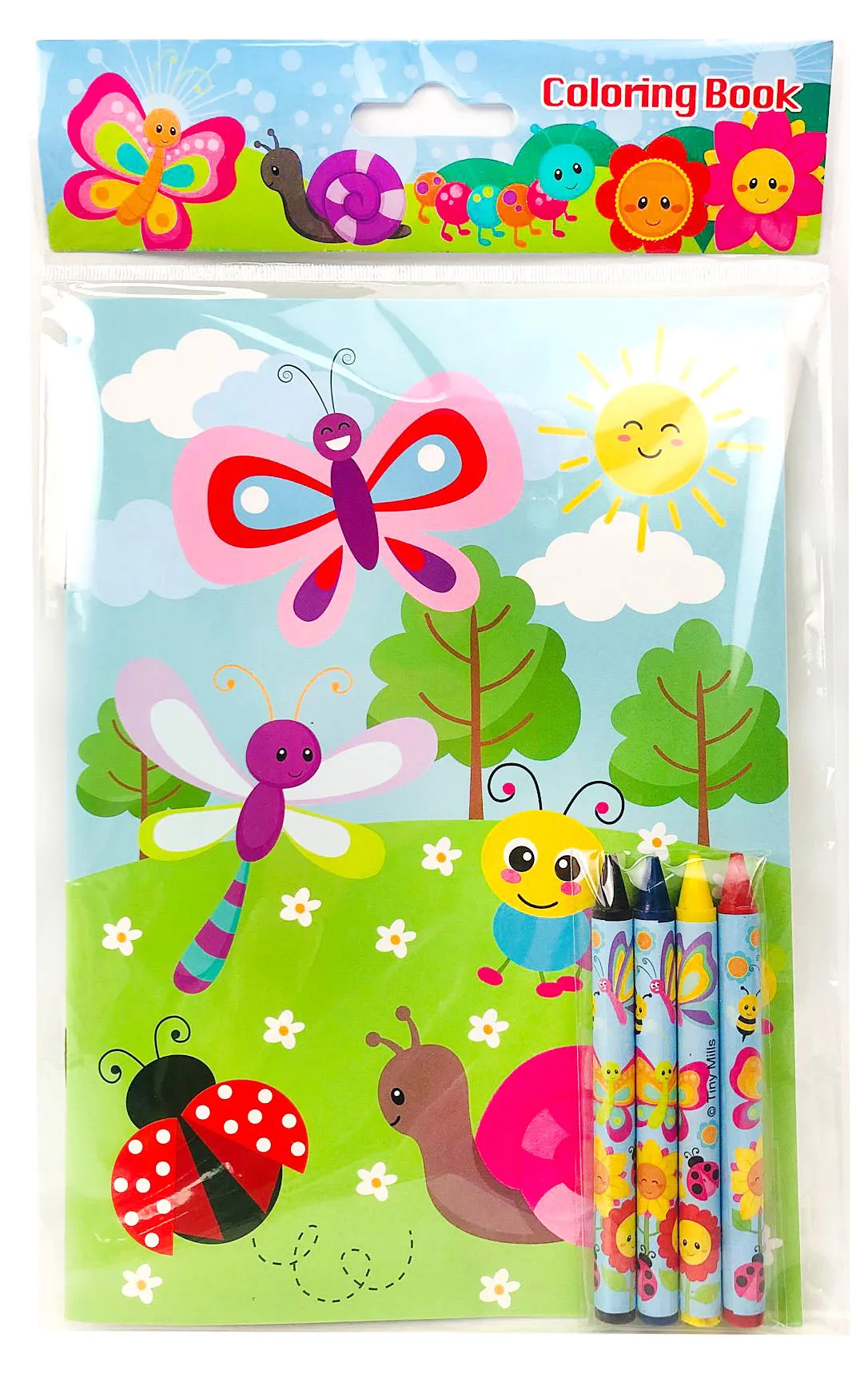 Butterfly Flowers Spring Themed Coloring Books with Crayons Party Favors - Set of 6 or 12