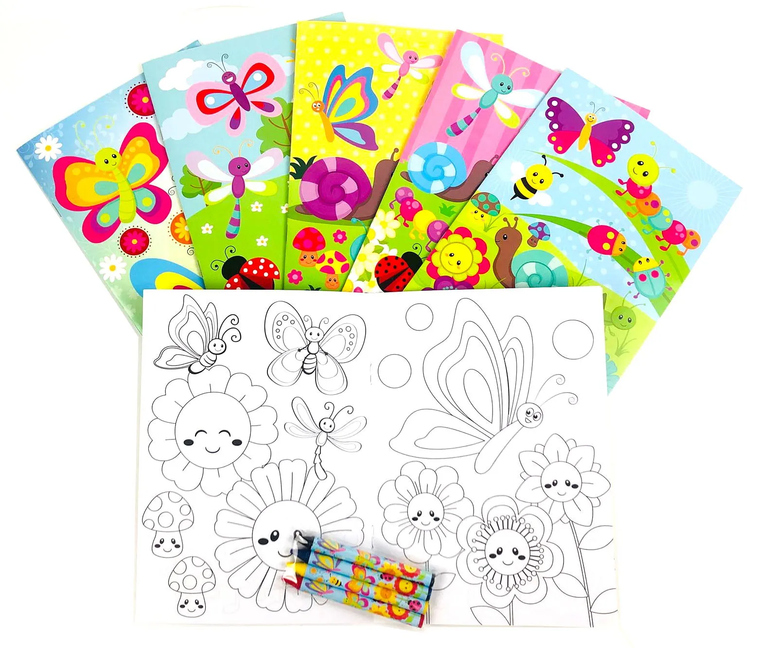 Butterfly Flowers Spring Themed Coloring Books with Crayons Party Favors - Set of 6 or 12