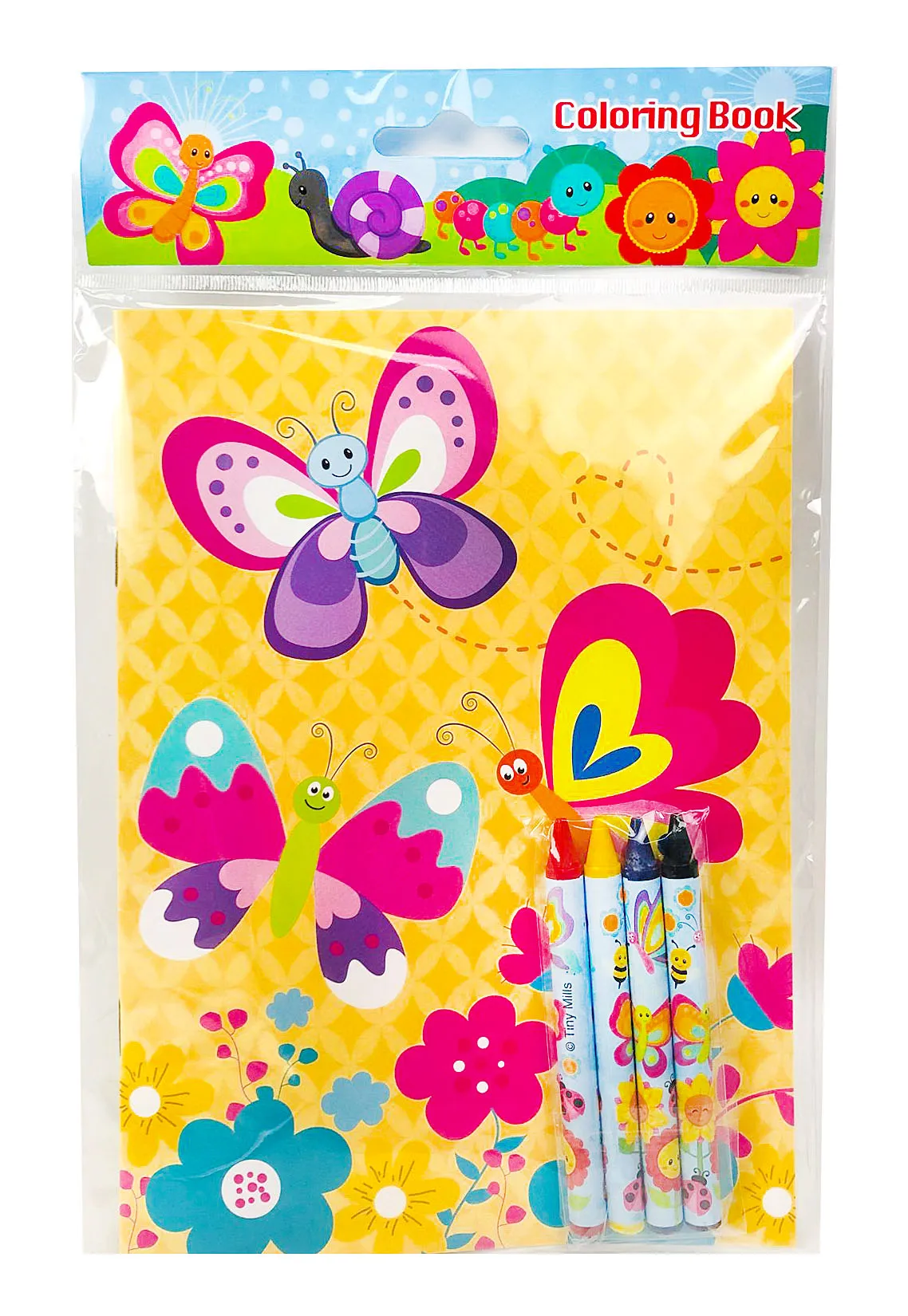 Butterfly Flowers Spring Themed Coloring Books with Crayons Party Favors - Set of 6 or 12