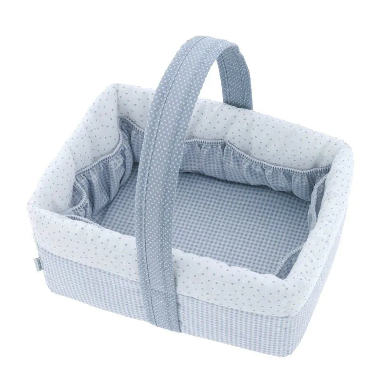 Cambrass Layette Basket 22.5x29x29cm Vichy10 Blue