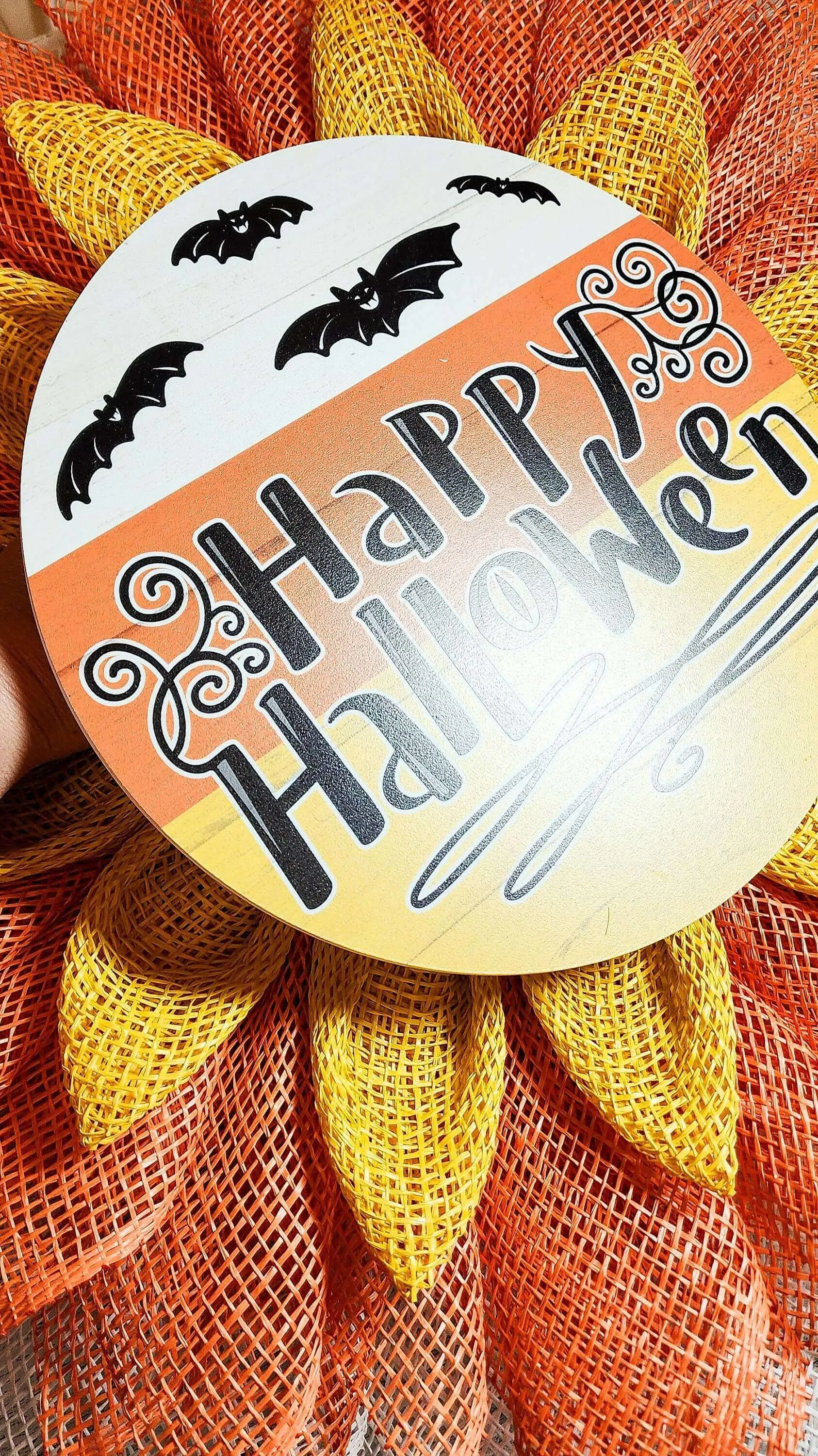 Candy Corn Halloween Wreath Making Kit-DIY Poly Burlap Deco Mesh With Instructions