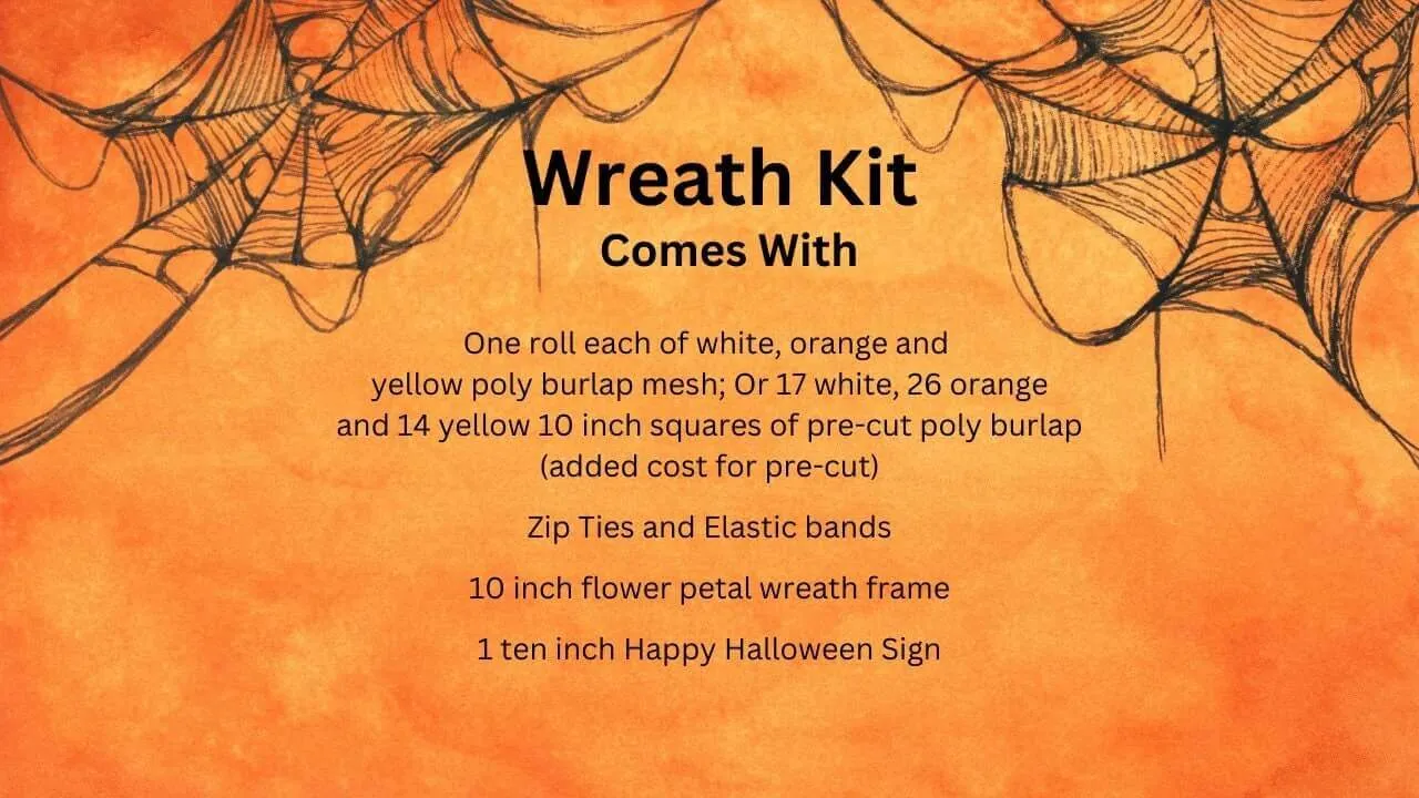 Candy Corn Halloween Wreath Making Kit-DIY Poly Burlap Deco Mesh With Instructions