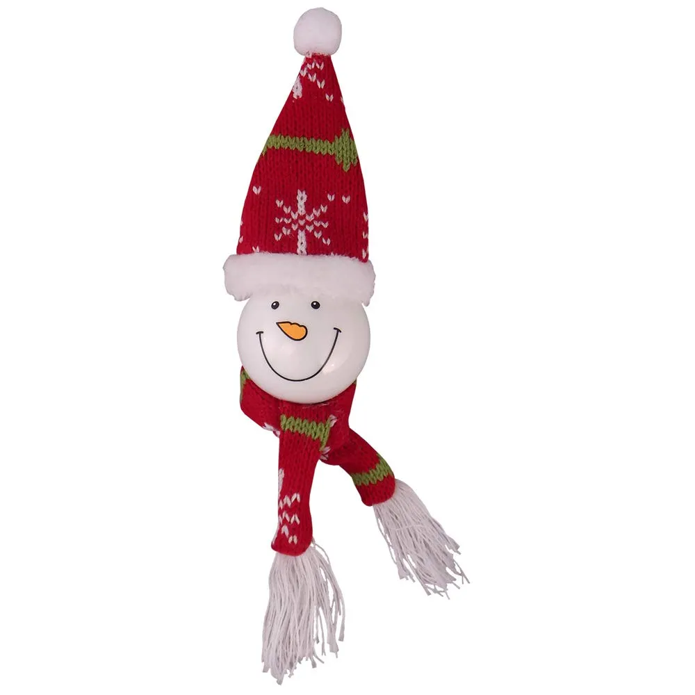 Christmas By Krebs Blown Glass  Collectible Tree Ornaments  (5" Snowman Head with Red Knitted Hat)