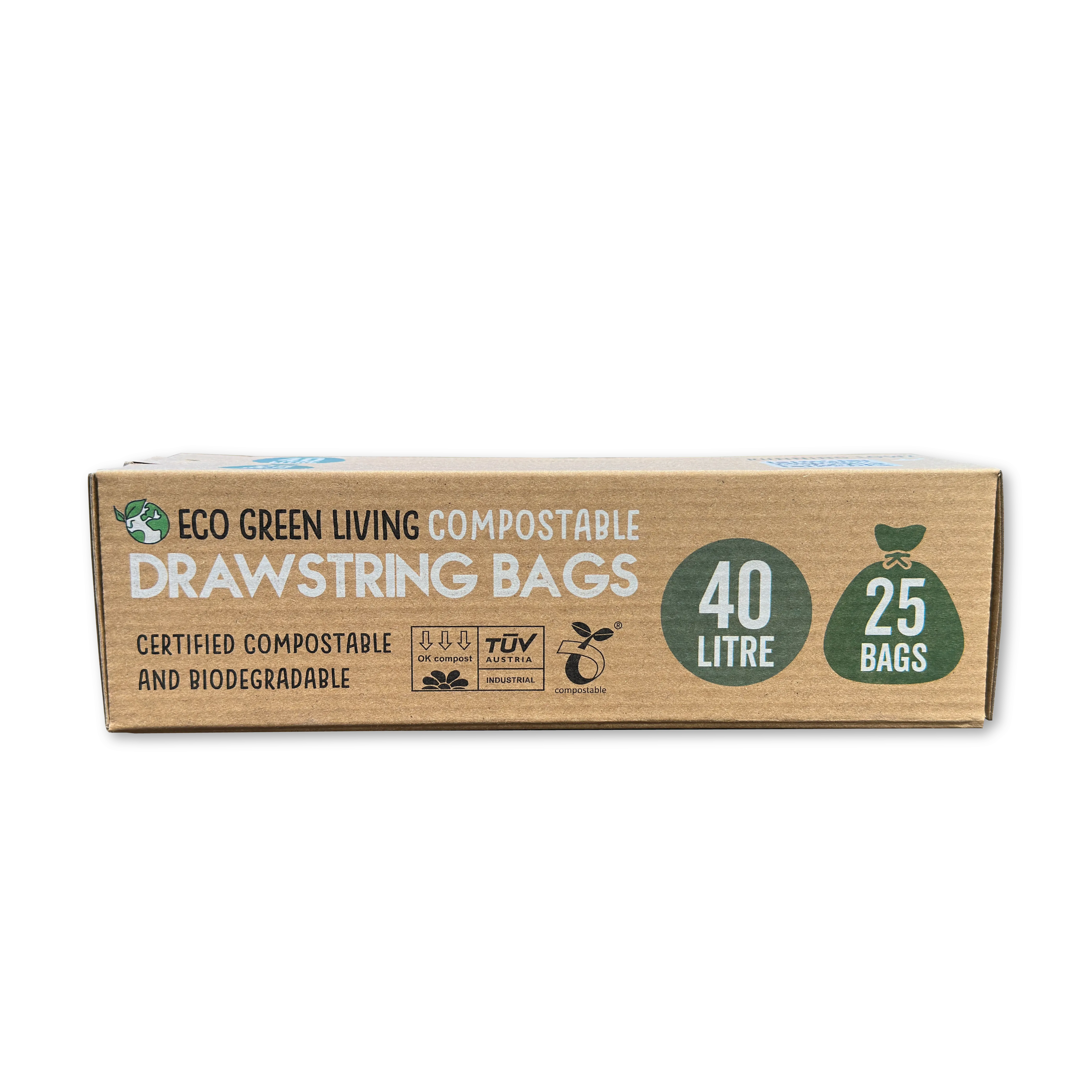 Compostable Drawstring Bin Bags | 10.5 Gallons (25 bags)