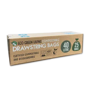 Compostable Drawstring Bin Bags | 10.5 Gallons (25 bags)