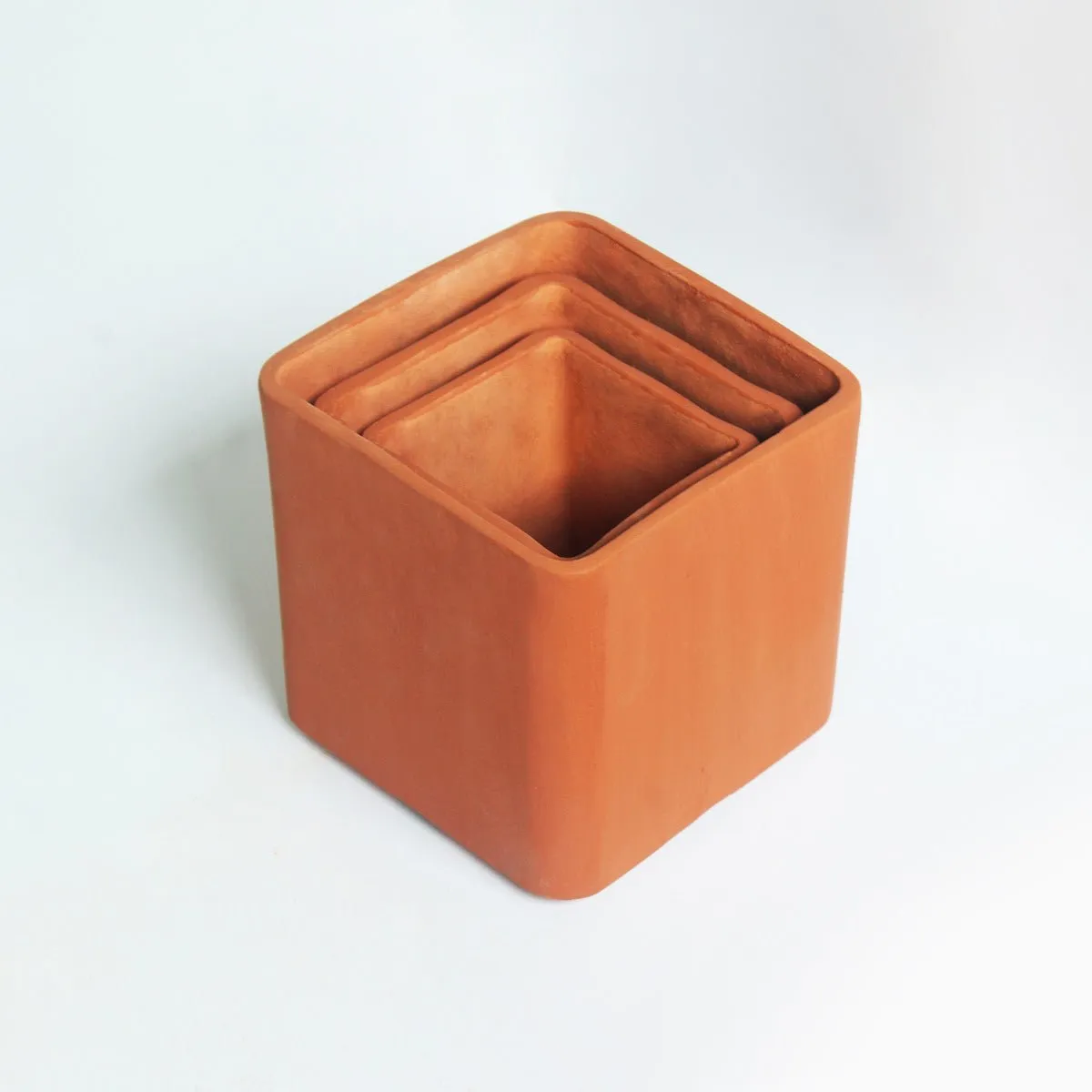 Cuboid Terracotta Planters Set of 3 (Large,Medium,Small)