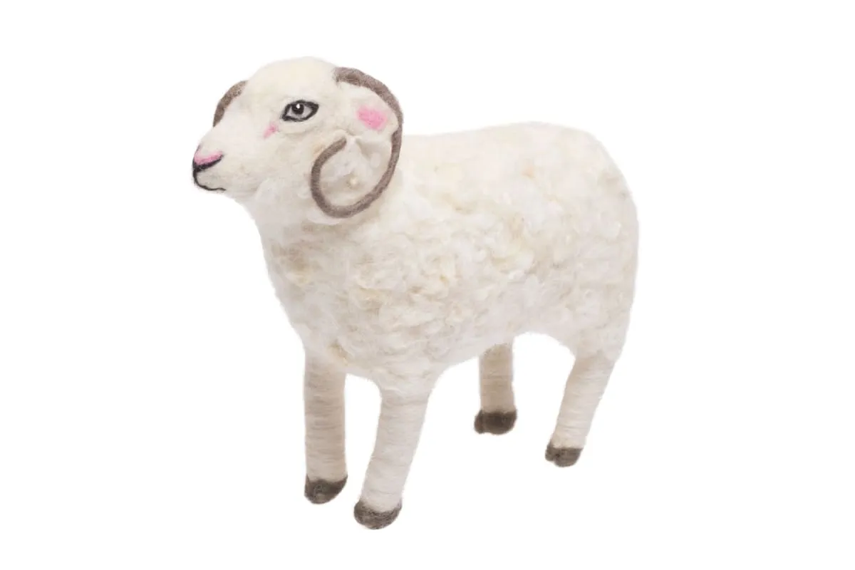 De Kulture Handmade Premium Wool Felt Ram Eco Friendly Needle Felted Stuffed Easter Ornament Ideal for Home Office Party Decoration Holiday Décor,9x3x8 (LWH) Inches