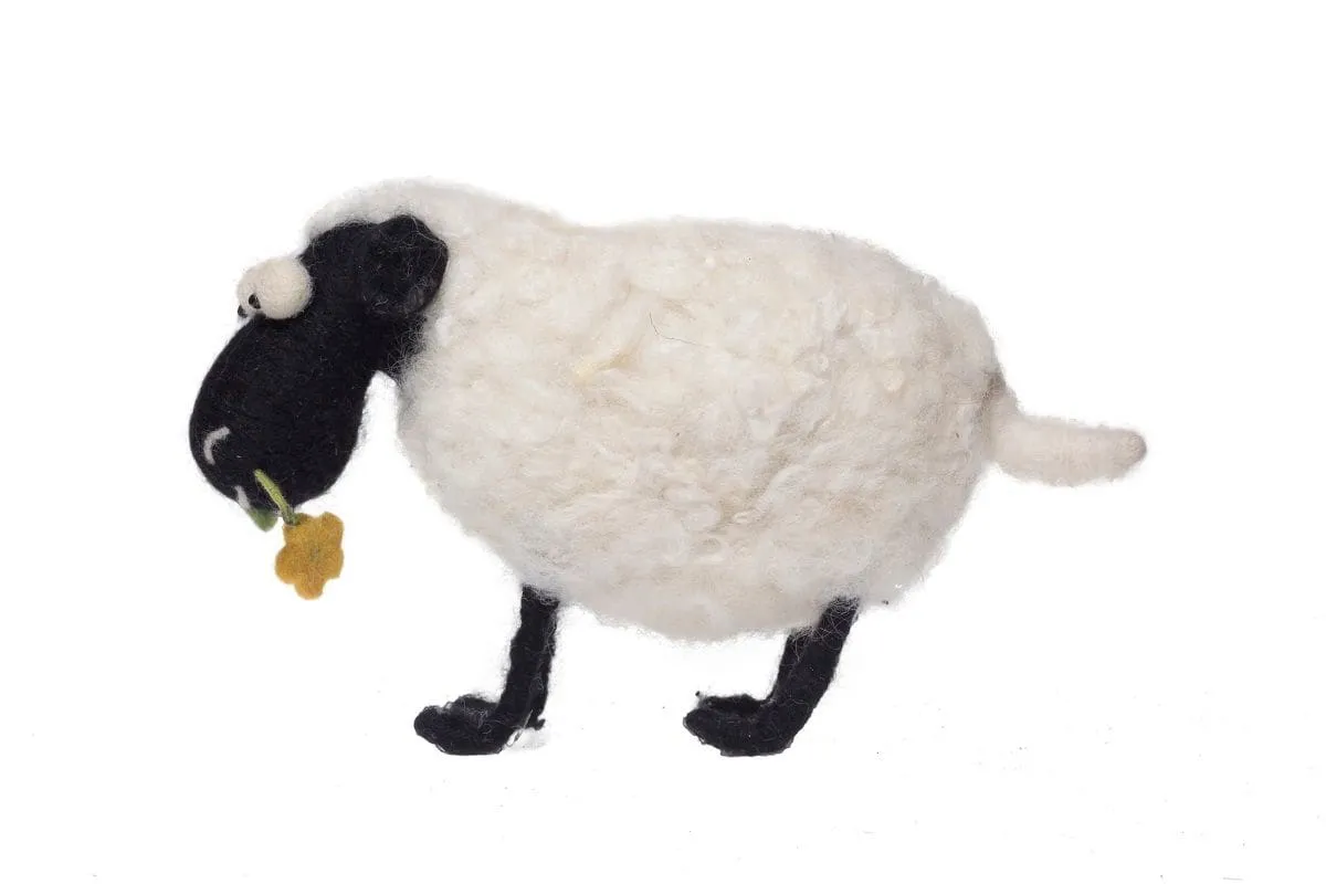 De Kulture Handmade Premium Wool Felt Valais Blacknose Sheep Eco Friendly Needle Felted Stuffed Easter Ornament Ideal for Home Office Party Decoration Holiday Décor, 9x3x5 (LWH) Inches