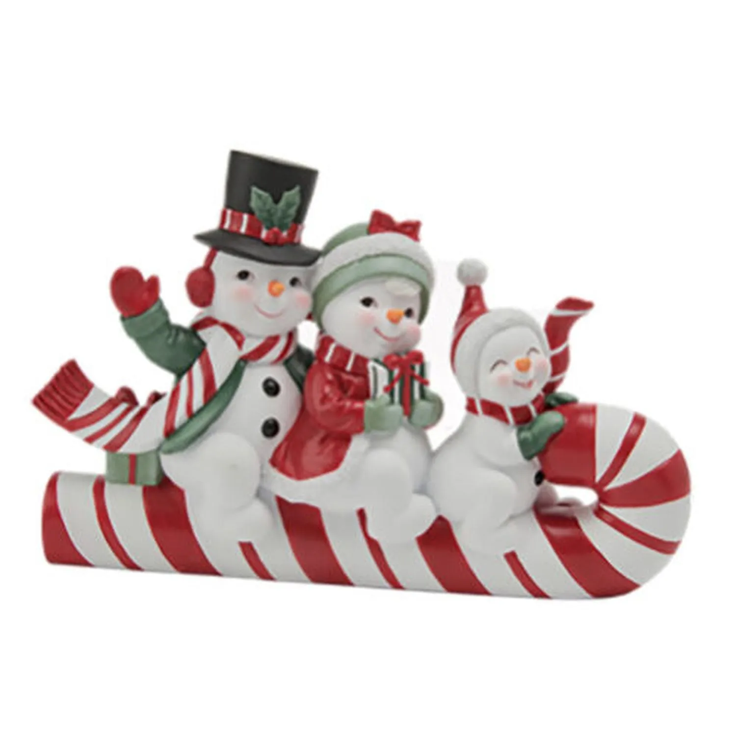 December Diamonds Santa & Friends 8" Snowman Family On Sled