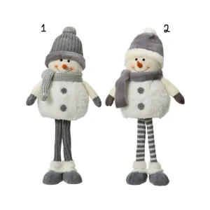 Decoris 50cm White & Grey Snowmen Ornaments (Choice of 2)