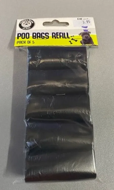 Dog Poo Bags Refill - 5 Rolls x 15 Bags - 75 Poo Bags