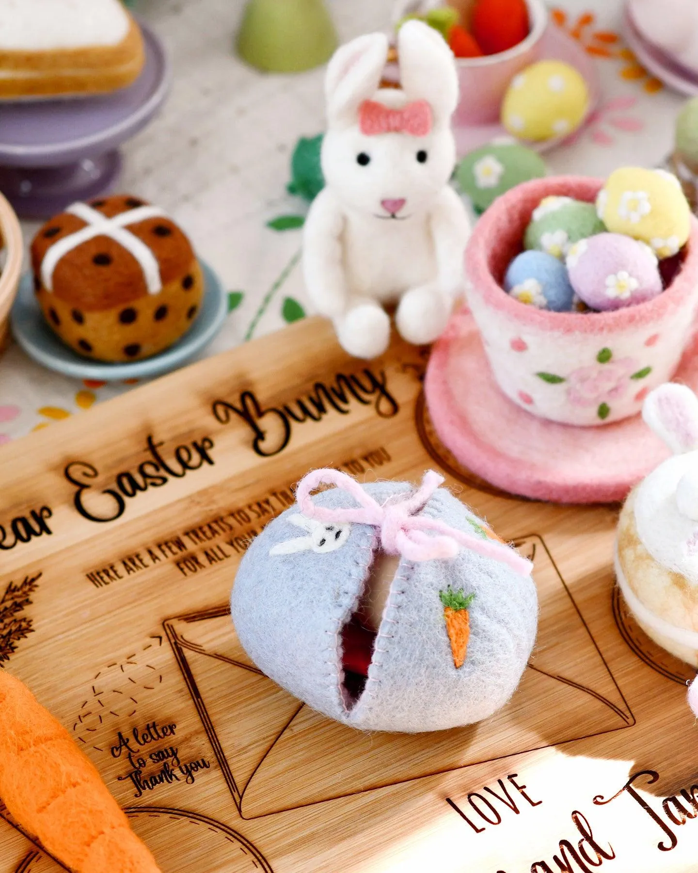 Felt Egg Cover - Purple with Bunny Motif