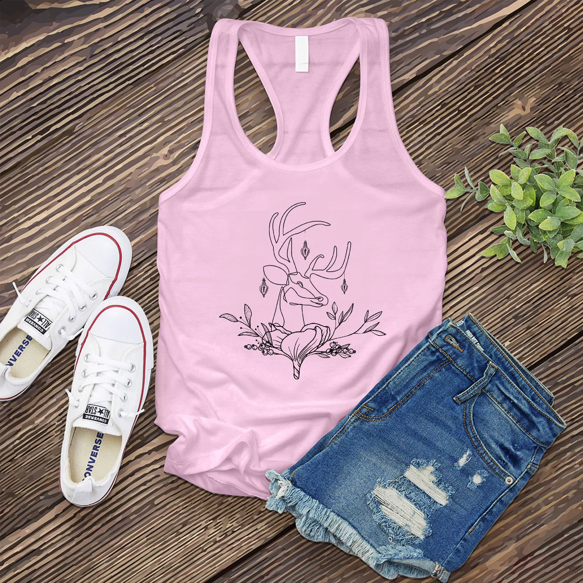 Floral Reindeer Women's Tank Top