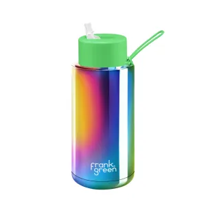 Frank Green - Reusable Straw Bottle 34oz/1L Chrome Rainbow