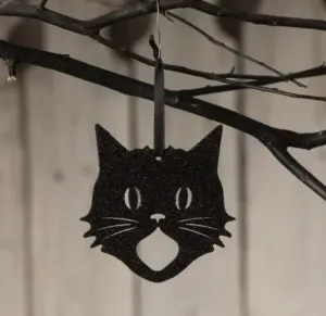 Glittered Scaredy Cat Silhouette Ornament