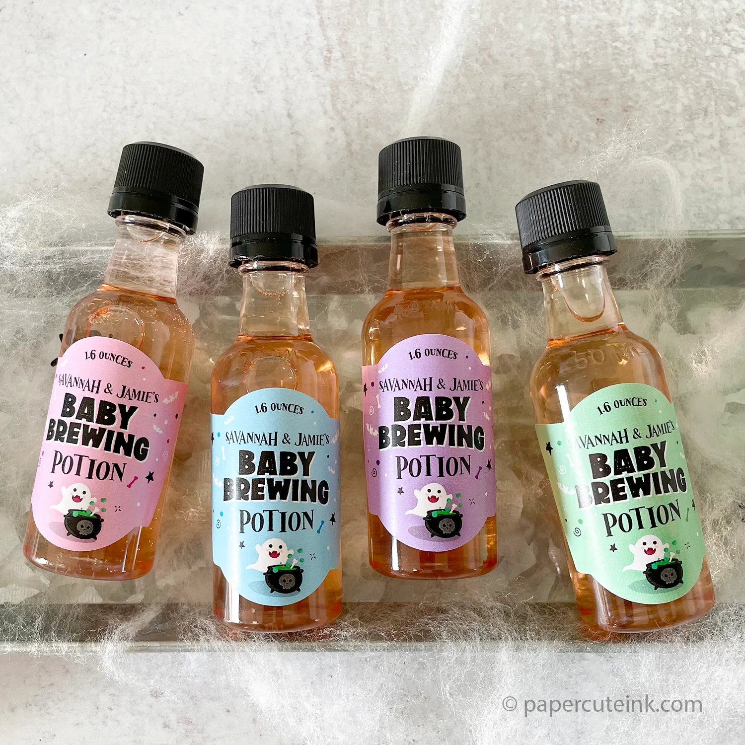 Halloween Baby Shower A Baby Is Brewing Bottle Labels, Set of 12 Labels