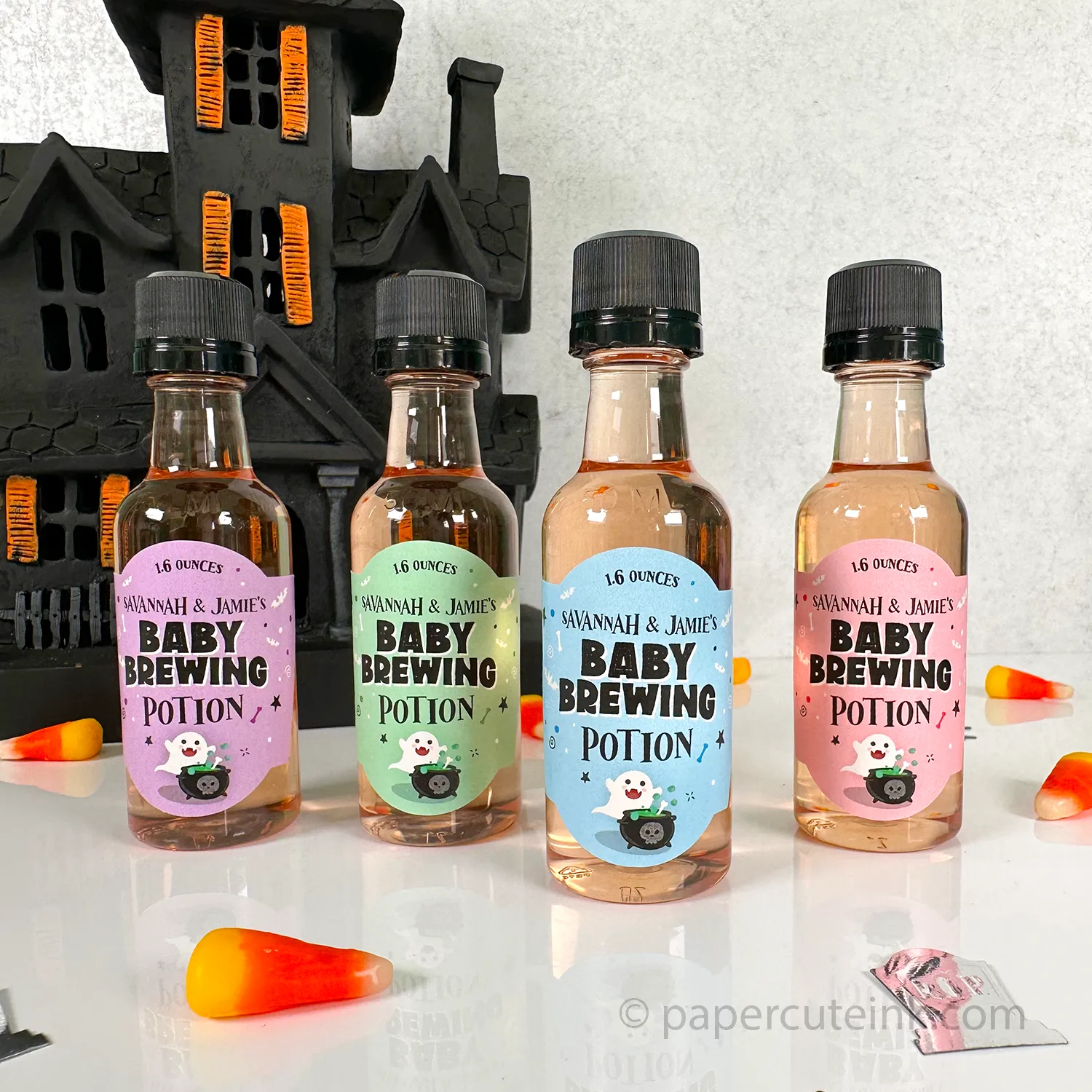 Halloween Baby Shower A Baby Is Brewing Bottle Labels, Set of 12 Labels