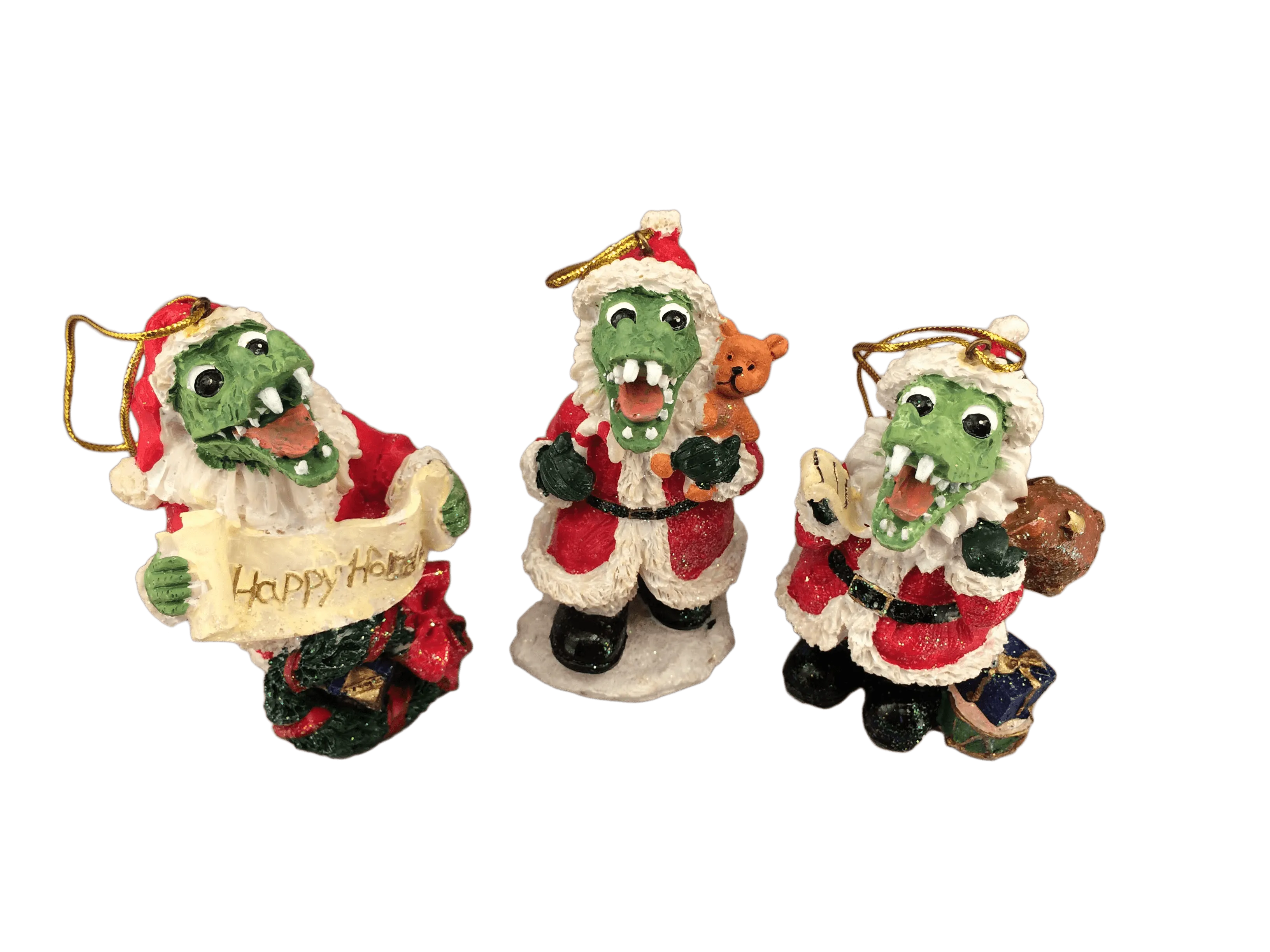 Holiday Cheer Alligator Ornaments and Figurines - 3 in set or purchase individually!