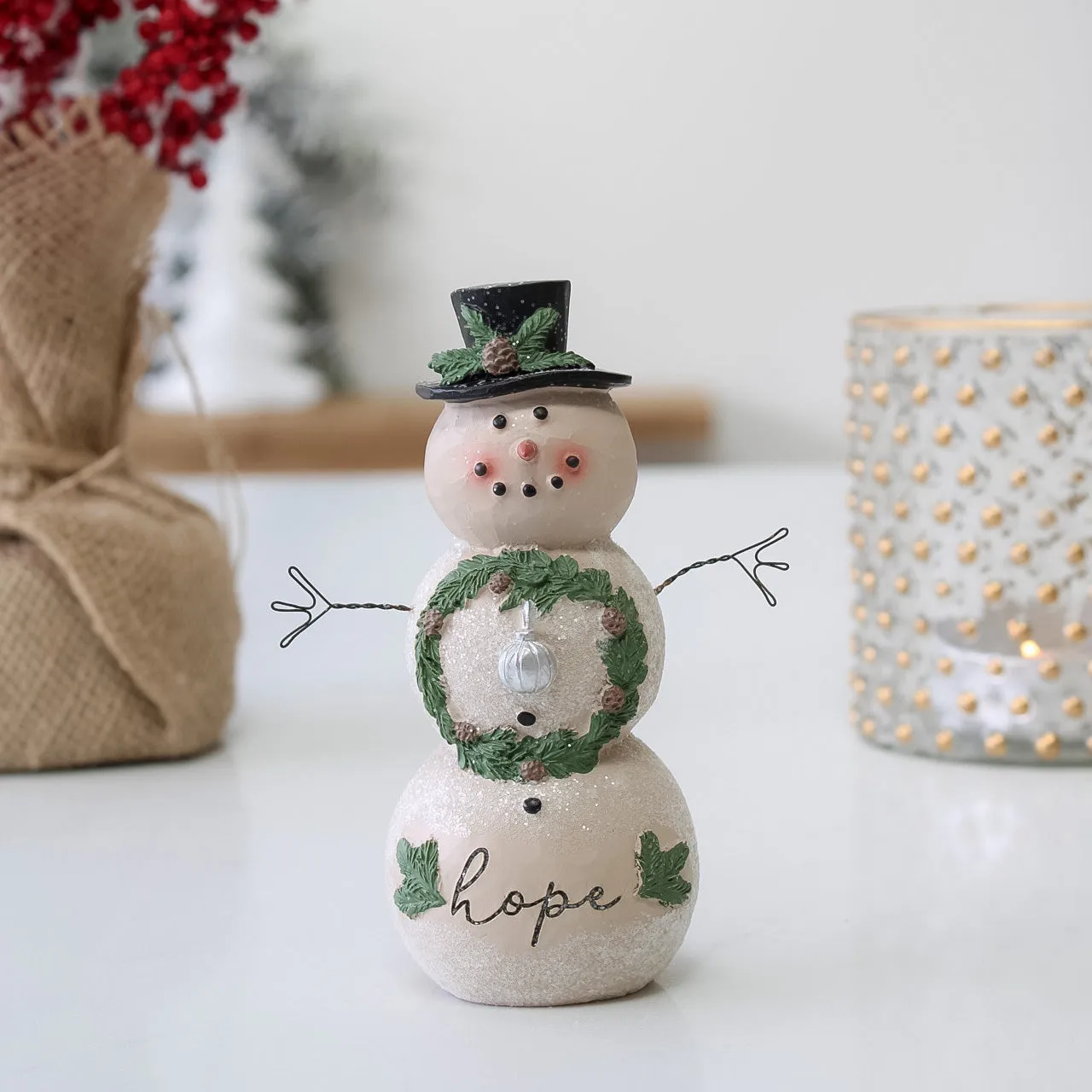 Hope Snowman with Festive Wreath