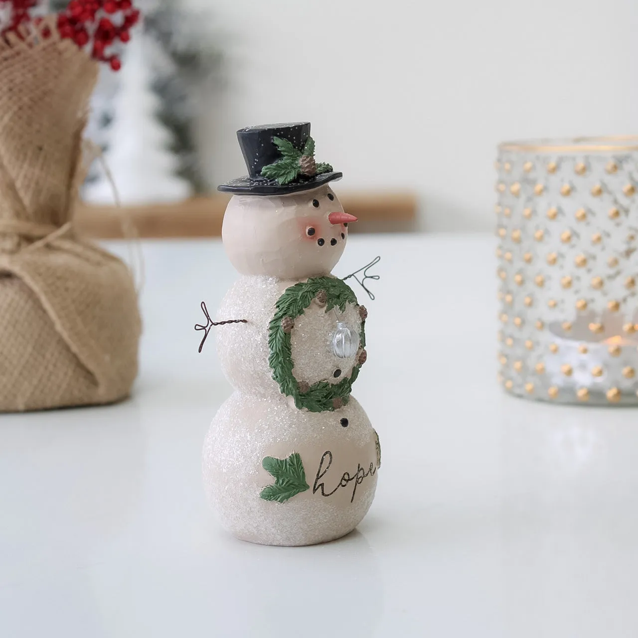 Hope Snowman with Festive Wreath