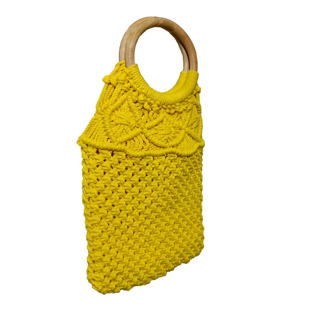 IMARS Macrame Bag Yellow For Women & Girls (Beach Bag) Made With Macrame Yarn