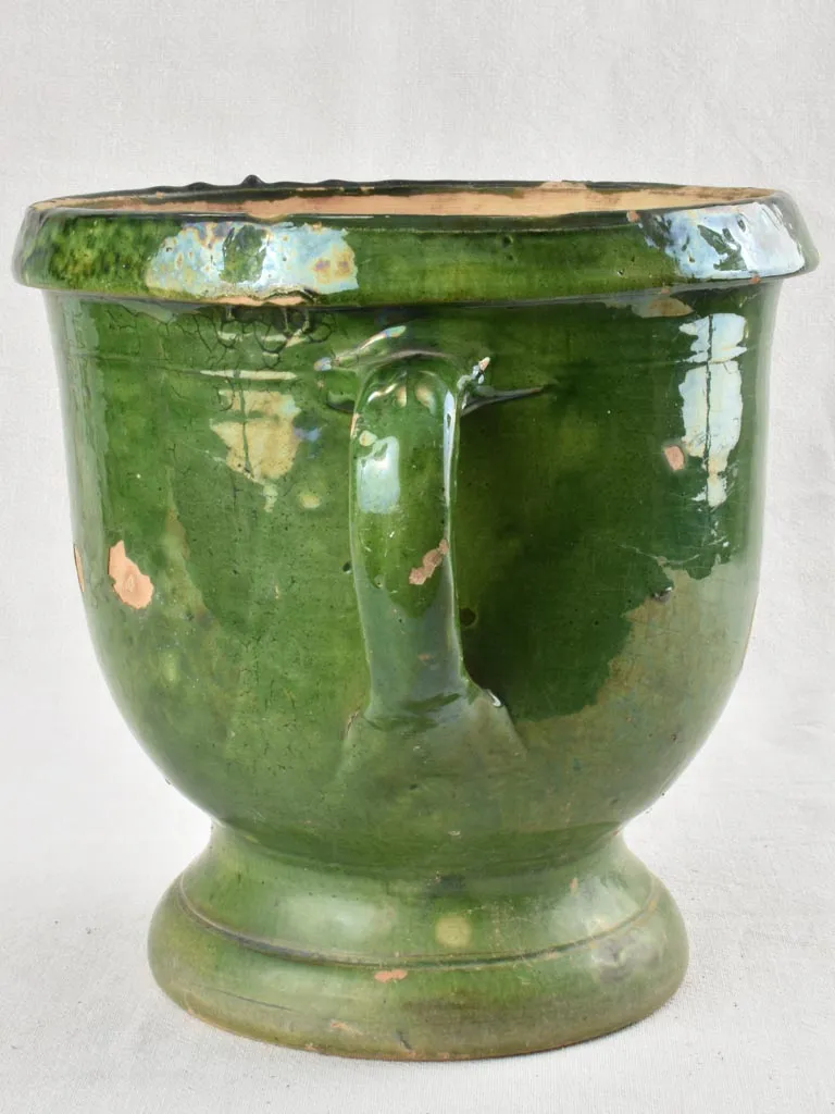 Late 19th century Castelnaudary planter with green glaze 11¾"