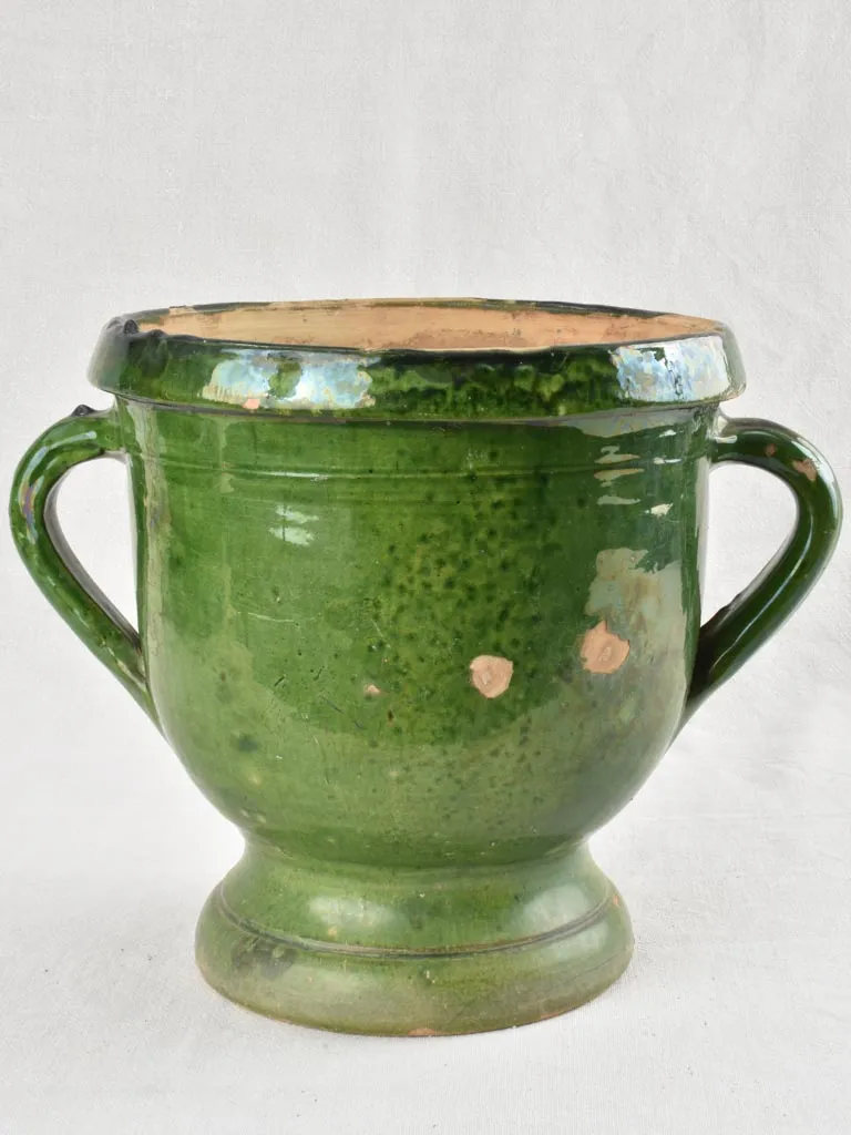 Late 19th century Castelnaudary planter with green glaze 11¾"