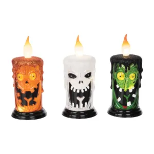 LED Halloween Acrylic Candle, Asst. of 3