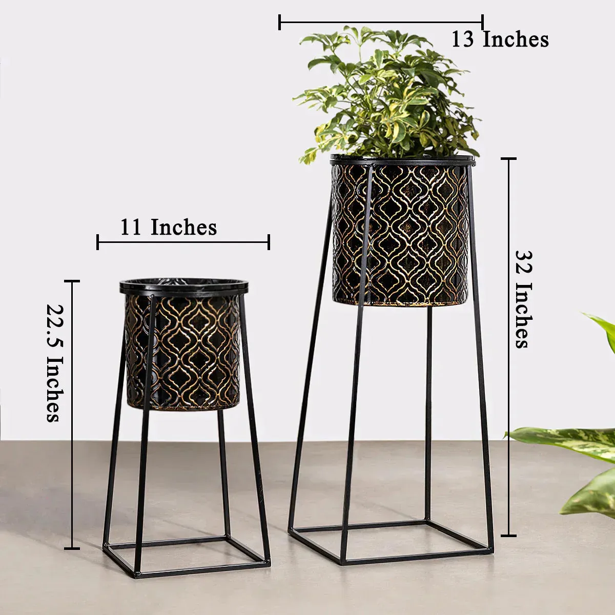 Luxe Gardenia Metal Planter - Pair