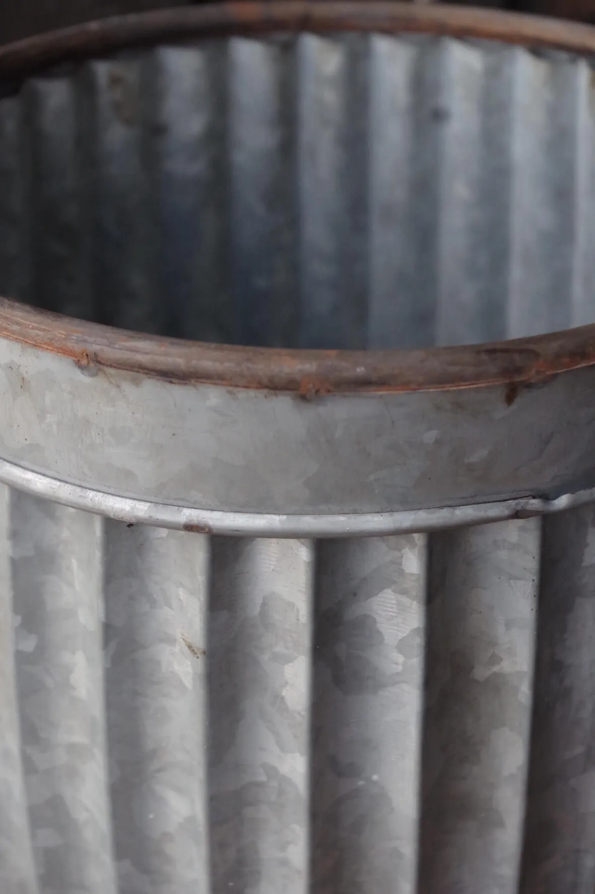 Mini Galvanised Fluted Planter