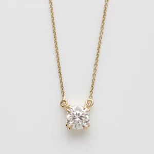 Moissanite Cushion Cut Prong Set Solitaire Necklace