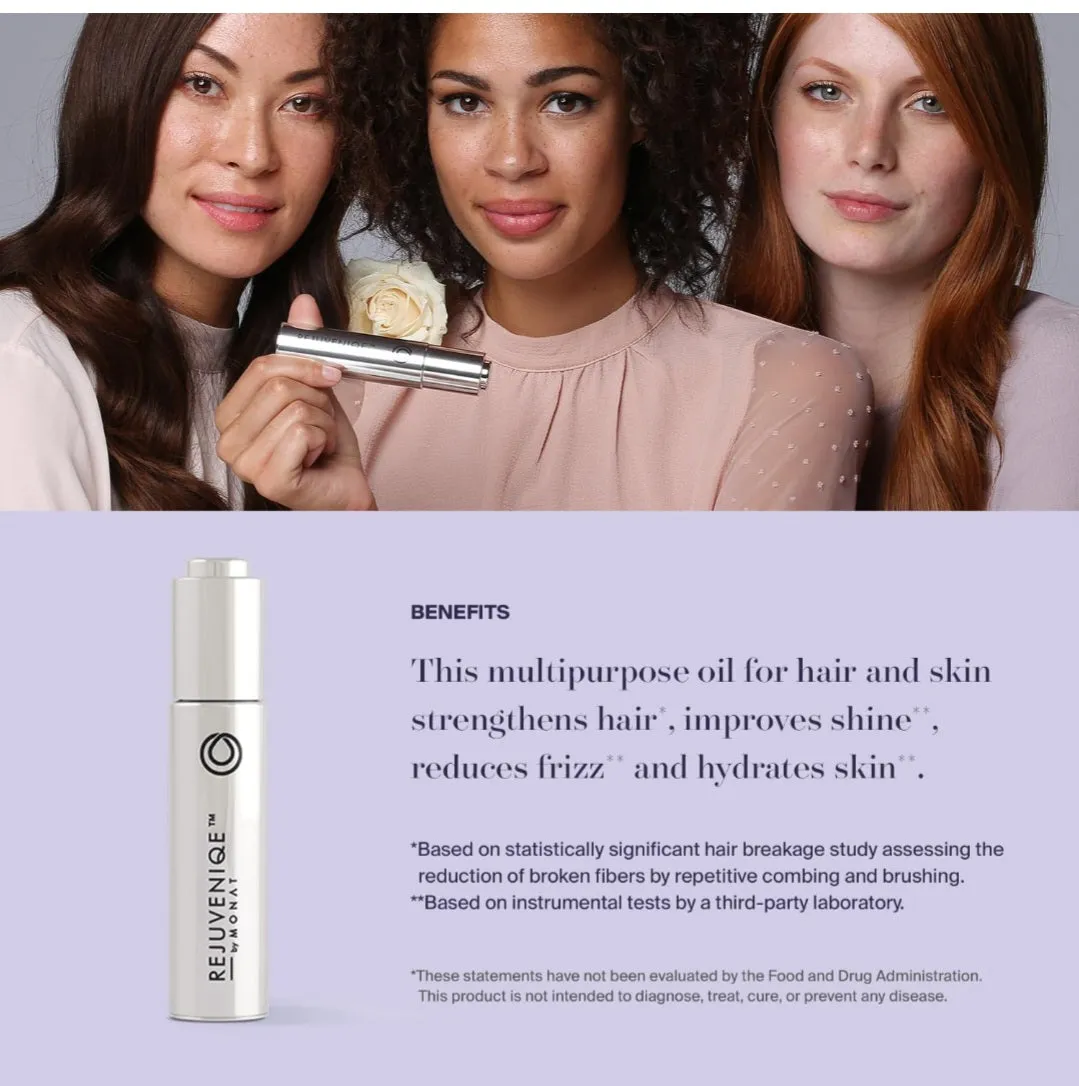 MONAT REJUVENIQE® Oil Multi-Purpose Hair & Skin Treatment with 13  Natural Plant and Essential Oils, Hydrates and Strengthens, 30 ml (1.0 fl.oz.)