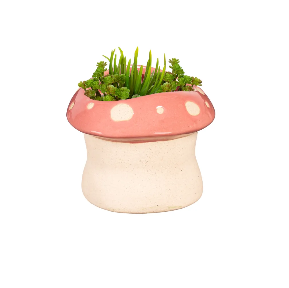 Mushroom Ceramic Planter, 3 Colors