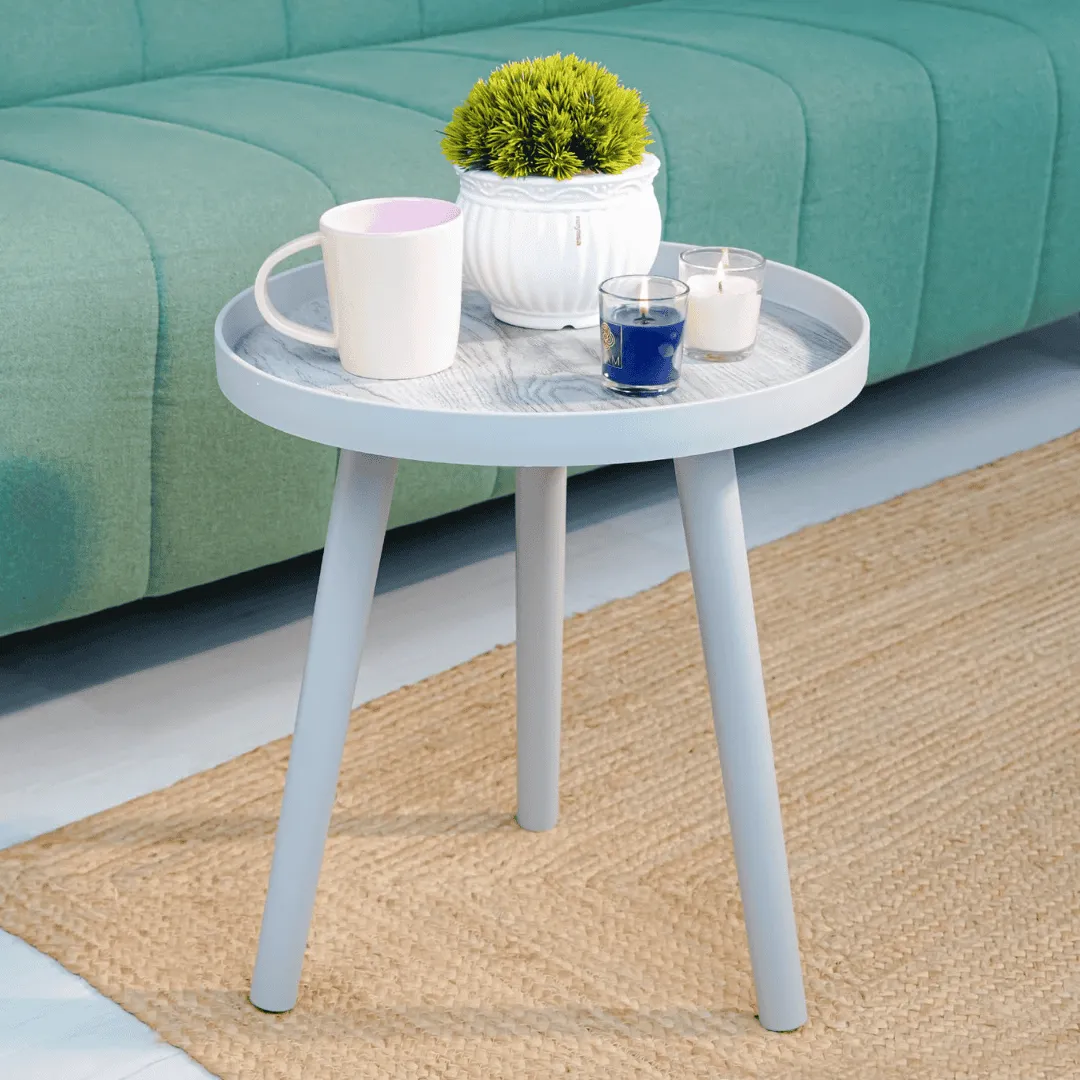 Nayasa Plastic Round Grey Modern Side Coffee Table