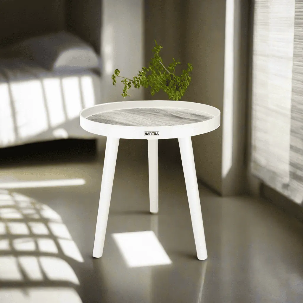 Nayasa Plastic Round Grey Modern Side Coffee Table