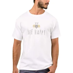 Nutcase Designer Round Neck Men's T-Shirt Wrinkle-Free Poly Cotton Tees - Bee Happy