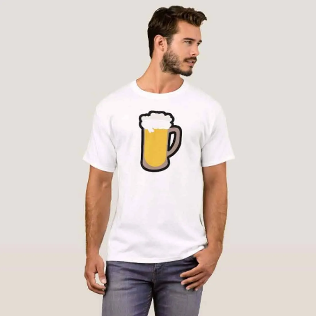 Nutcase Designer Round Neck Men's T-Shirt Wrinkle-Free Poly Cotton Tees - Beer Glass