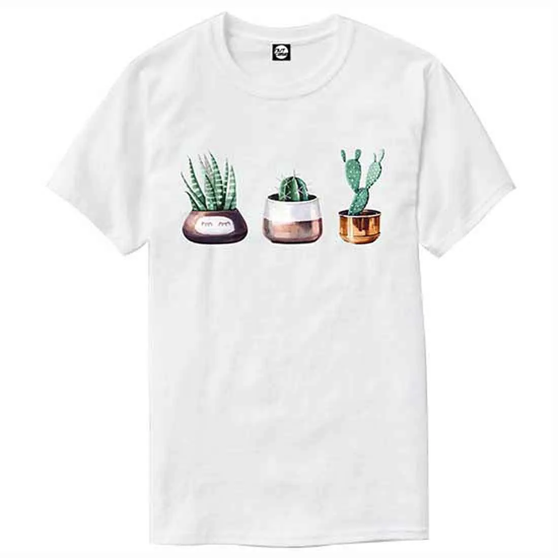 Nutcase Designer Round Neck Men's T-Shirt Wrinkle-Free Poly Cotton Tees - Cactus Pot