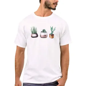 Nutcase Designer Round Neck Men's T-Shirt Wrinkle-Free Poly Cotton Tees - Cactus Pot