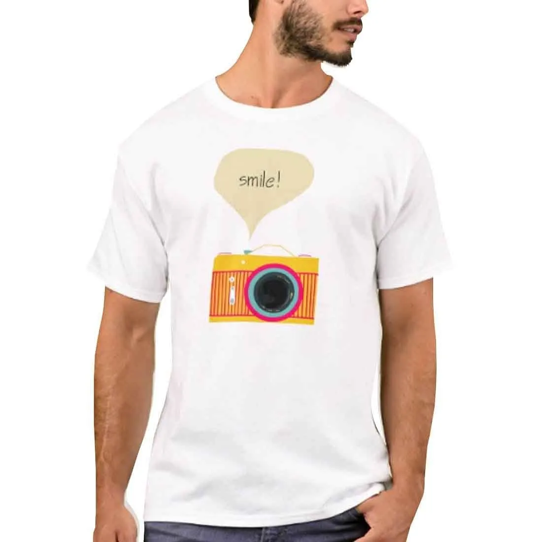 Nutcase Designer Round Neck Men's T-Shirt Wrinkle-Free Poly Cotton Tees - Camera