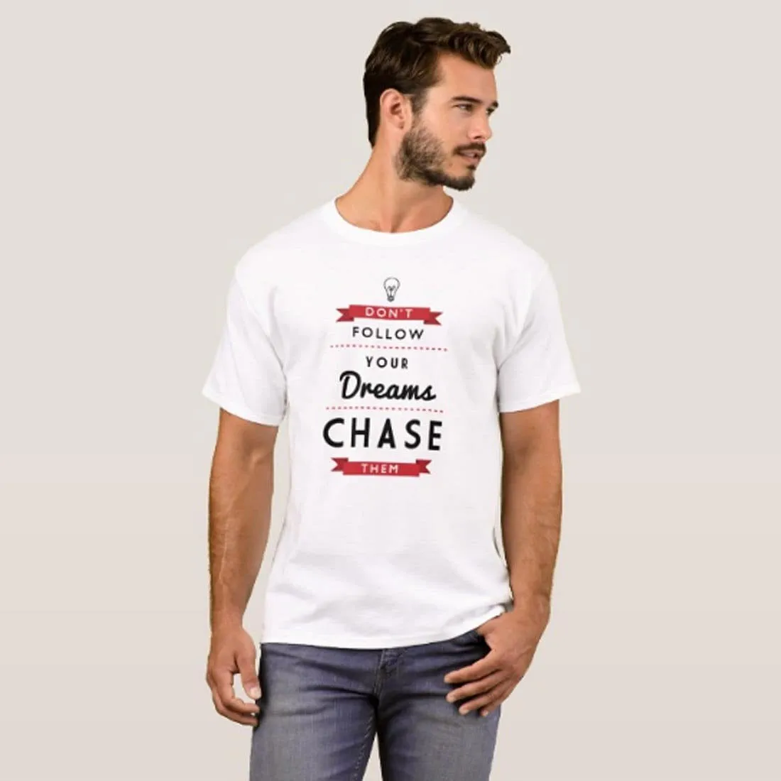 Nutcase Designer Round Neck Men's T-Shirt Wrinkle-Free Poly Cotton Tees - Chase Your Dreams