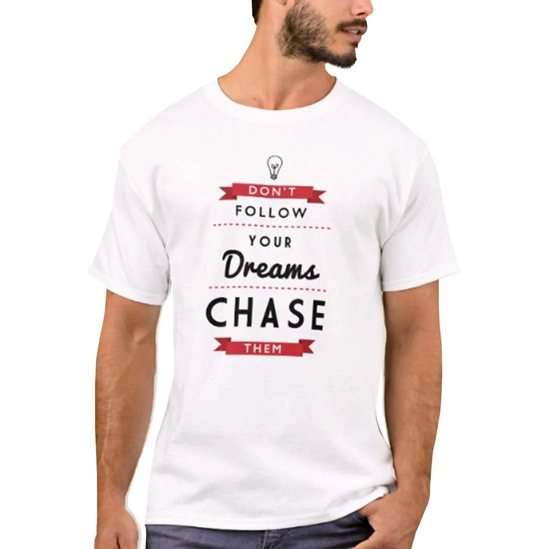 Nutcase Designer Round Neck Men's T-Shirt Wrinkle-Free Poly Cotton Tees - Chase Your Dreams