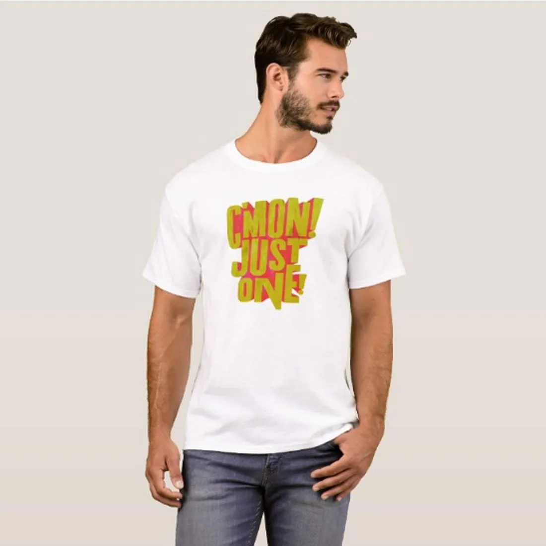 Nutcase Designer Round Neck Men's T-Shirt Wrinkle-Free Poly Cotton Tees - Cmon Just One Yellow