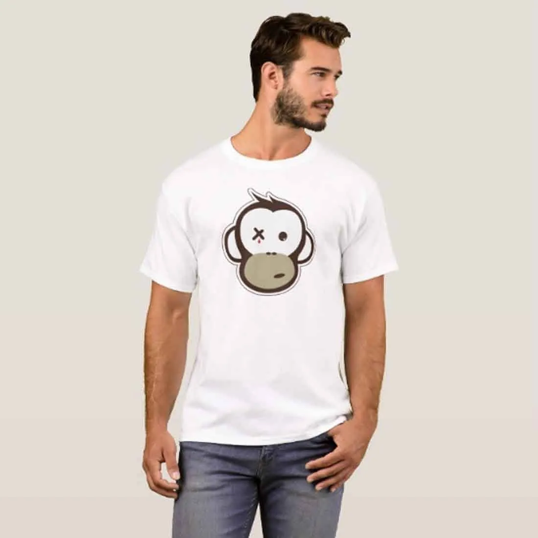 Nutcase Designer Round Neck Men's T-Shirt Wrinkle-Free Poly Cotton Tees - Crying Monkey